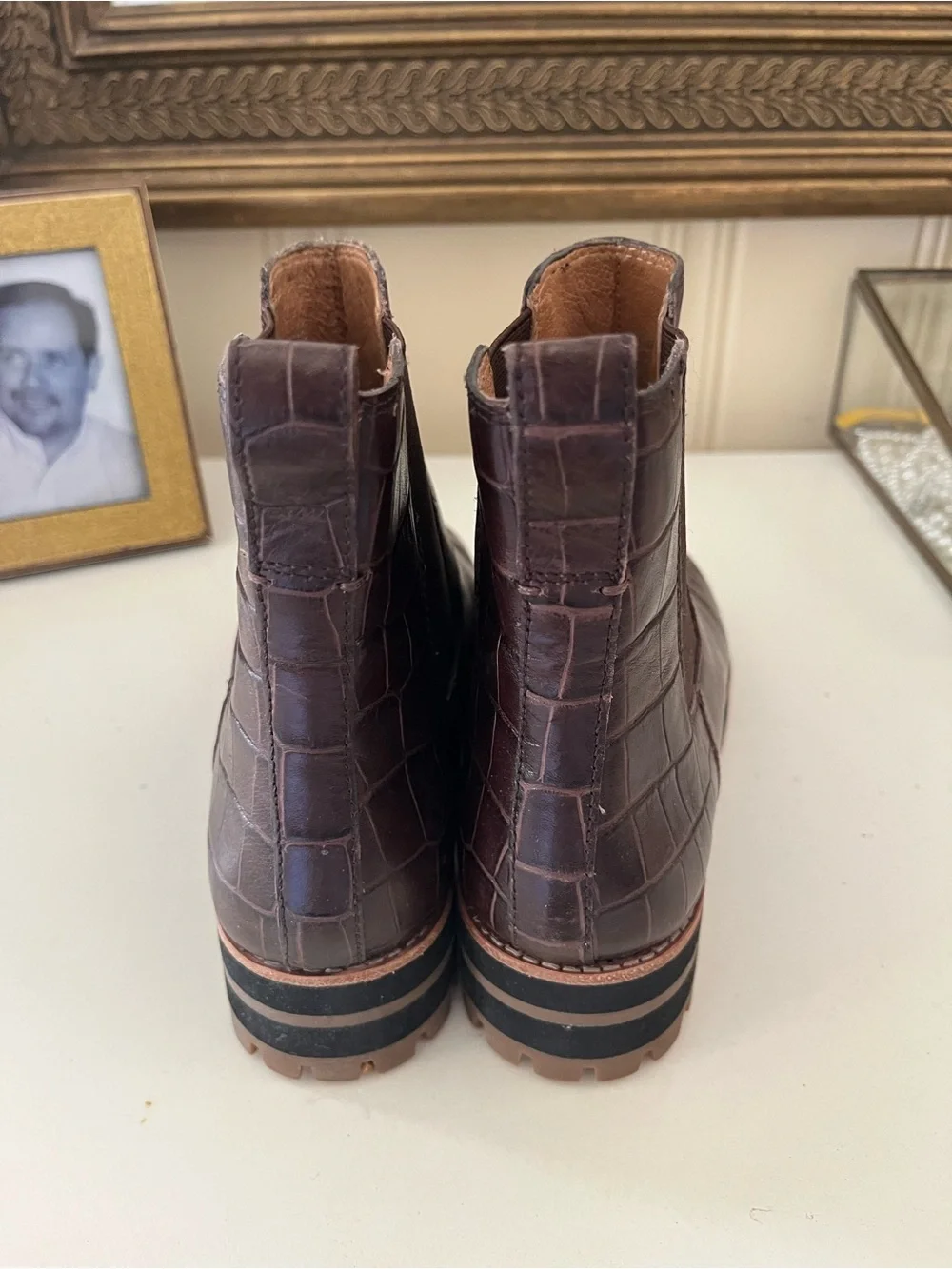 Madewell Brown Croc-Embossed Chukka Boots